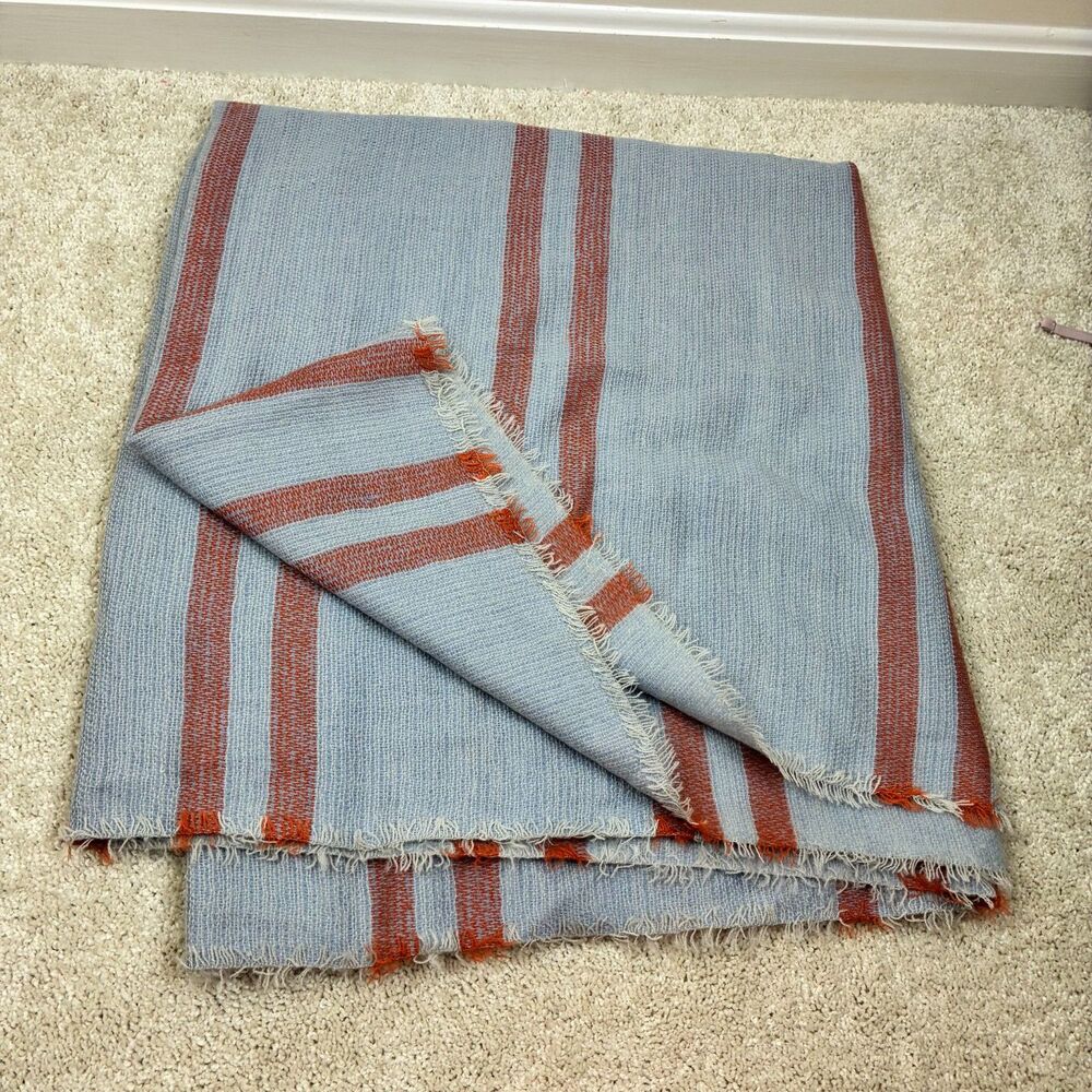 BP. Nordstrom Blue Terracotta Striped Blanket Scarf with Fringe
